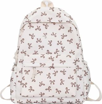 Generic Nylon Student Backpack Bow Printed for Girls, Women Bookbag, Fashion Simple Backpacks, Casual Daypack, Cute Backpack for School Shopping Travel Vacati