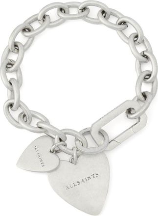 AllSaints Double Heart Chain Link Bracelet in Warm Silver at Nordstrom