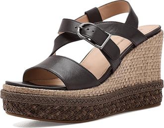 Johnston & Murphy Addison Asymmetrical Wedge Womens Sandals Dark Brown Nappa Leather : 6.5 M