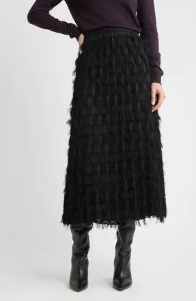 BOSS Vodia Fringe Detail Midi Skirt in Black at Nordstrom Rack, Size 4