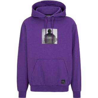 HUGO BOSS Heren Silhouette Pullover Hoodie (Donkerpaars)