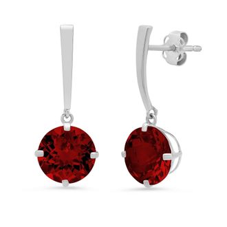 MAX + STONE 14k Yellow or White Gold 8mm Solitaire Gemstone Round Drop Dangle Earrings