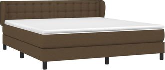 vidaXL Vidaxl - Cama Box Spring Con Colch&oacute;n Tela Marr&oacute;n Oscuro 180x200 Cm