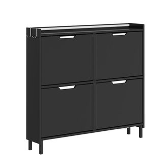 SoBuy Sobuy Armario Zapatero De 4 Puertas Negro 100x19x93cm Moderno Fsr100-e-sch