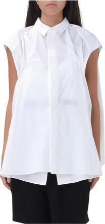 sacai Witte Ruimvallende Overhemdblouse - Dames - Overhemden - Wit - L - Katoen - Overhemden