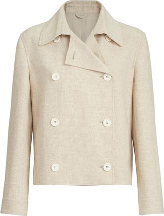 Brunello Cucinelli Crop caban jacket with monili in Beige at Nordstrom, Size 50 It