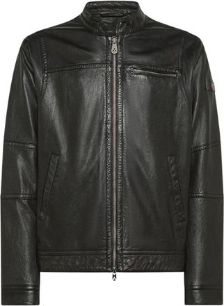 Peuterey Saguaro Biker Jacket - Heren - Leren en Su&egrave;de Jassen - Zwart - 2XL - Leer - Jassen