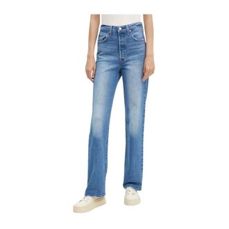 Levi's Jeans, Dames, Blauw, W32 L32, Denim, Ribcage Full Length Jeans