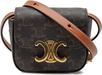 Celine Pre-owned Celine Mini Triomphe Coated Canvas Triomphe Crossbody Ladies F-RG-1252