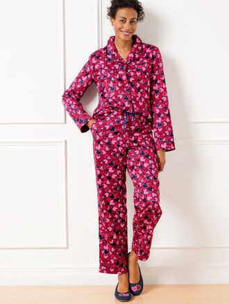 Talbots Woven Pajama Set - Entwined Hearts - Red - XS - 100% Cotton Talbots