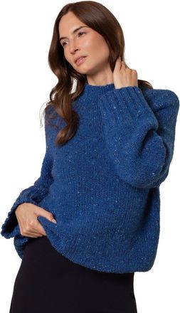 Celtic & Co. Kilcarra Tweed Funnel Neck Sweater in Lapis at Nordstrom, Size Small