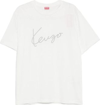 Kenzo Signature Embroidered T-shirt - Heren - T-shirts - Wit - M - Katoen - Tops