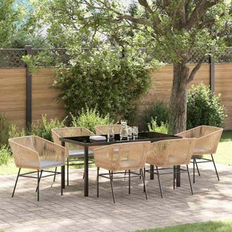 vidaXL Vidaxl - Conjunto De Comedor De Jard&iacute;n 7 Pcs Marr&oacute;n Polirat&aacute;n