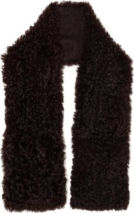 Plan C Gevlochten schapenvacht Sjaal - Dames - Wintersjaals - Bruin - ONE Size - Leer - Accessoires