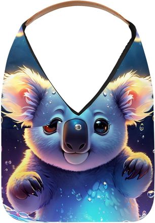 Generic Lovely Koala Swims Underwater Reusable Lightweight Grocery Bags - Foldable Into Compact Pouch, Washable & Sturdy, Multipurpose for Shopping and Travel