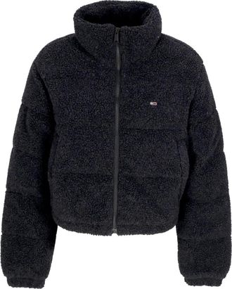 Tommy Hilfiger Zwarte Sherpa Teddy Puffer Jas - Dames - Winterjassen - Zwart - S - Polyester - Jassen