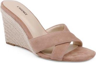 L'agence Rosaline Espadrille Wedge Slide Sandal in Cappuccino Suede at Nordstrom, Size 6.5