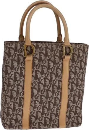 Dior Pre-owned Tote Bags, female, Brown, Size: ONE SIZE Pre-owned Vintage Trotter Canvas Hand Bag