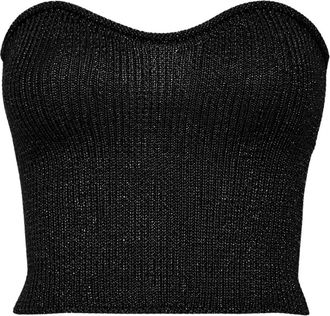 Simona Corsellini Top cropped in maglia a costina lurex - Dames - Tops zonder mouwen - Zwart - L - Tops