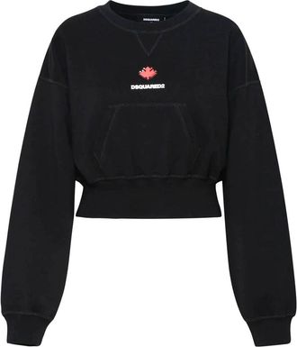 Dsquared2 Italiaanse Sweatshirts - Dames - Sweatshirts - Zwart - M - Katoen - Hoodies & sweatvesten