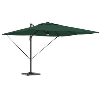 Berkfield Home Modern Cantilever Roma Parasol with LEDs Green 286x285x270 cm Alu | Size: 286 x 285 x 270 cm