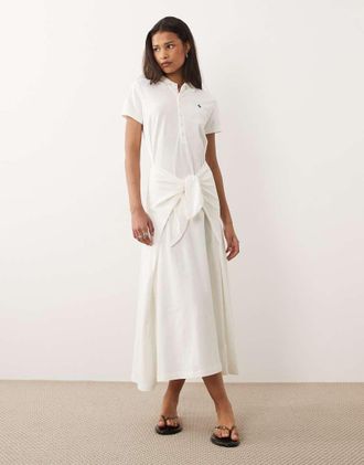 Polo Ralph Lauren Vestito stile polo in cotone bianco con logo