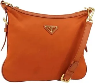 Prada Pre-owned Cross Body Bags, female, Orange, Size: ONE SIZE Pre-owned Vintage Nylon Cross Body Bag