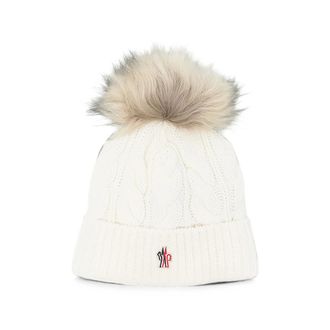 Moncler Cable-knit Pompom Beanie Hat