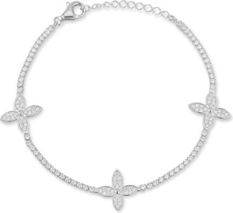 Glaze Jewelry Sterling Silver Triple Clover Tennis Bracelet