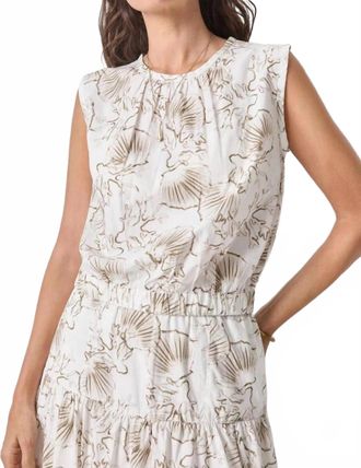 Lilla P Poplin Crewneck Shell Top In Fern Print