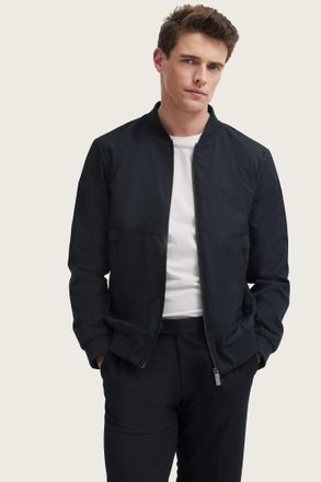 Bugatti Blouson BUGATTI, Herren, Gr. 56, blau (390, marine), 100% Polyester, unifarben, regular fit, B&uuml;ndchen, Jacken Blouson, mit Collegekragen