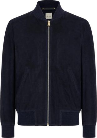 Paul Smith Suede Bomberjack - Heren - Leren en Su&egrave;de Jassen - Blauw - 2XL - Leer - Jassen