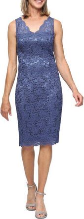 S.L. Fashions Lace Jacket and Sheath Dress Set in Wedgewood at Nordstrom, Size 12P