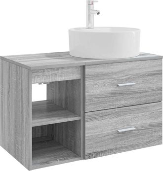 vidaXL Juego De Muebles De Ba&ntilde;o 2 Uds. Sonoma Gris Vidaxl
