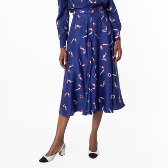 Bally Diver Print Motif Midi Skirt