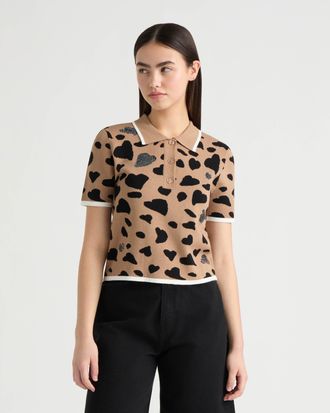 NVLT Womens Short Sleeve Polo Sweater