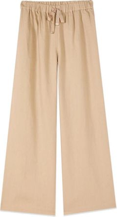 Oltre Straight Broeken - Dames - Wijde Broeken - Beige - L - Linnen - Broeken