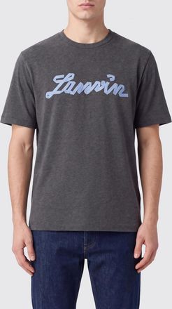 Lanvin T-shirt girocollo in cotone con logo ricamato a maniche corte