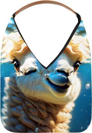 Generic Lovely Alpacas Swims Underwater Reusable Lightweight Grocery Bags - Foldable Into Compact Pouch, Washable & Sturdy, Multipurpose for Shopping and Trav