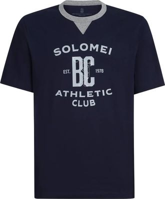 Brunello Cucinelli T-shirt con stampa - Blu