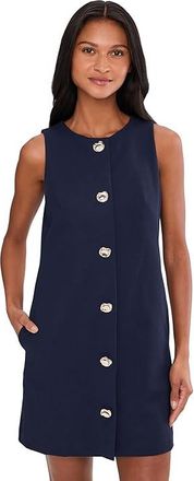 Trina Turk Button Front Sleeveless Dress Womens Dress Indigo : 14, Cotton/Elastane/Nylon