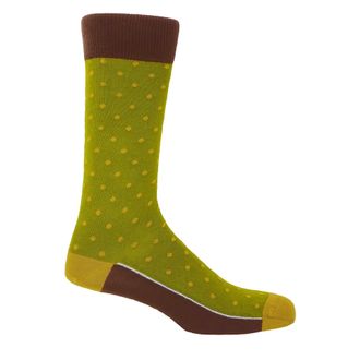 Peper Harow Pin Polka Mens Socks - Olive