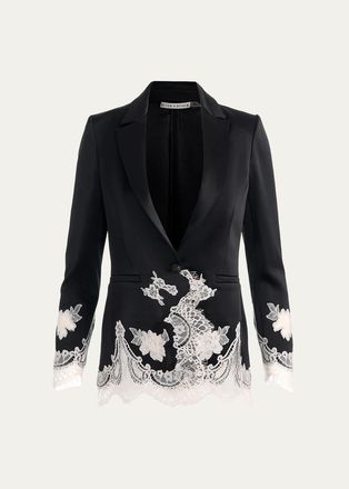 Alice & Olivia Breann Floral-Embroidered Blazer