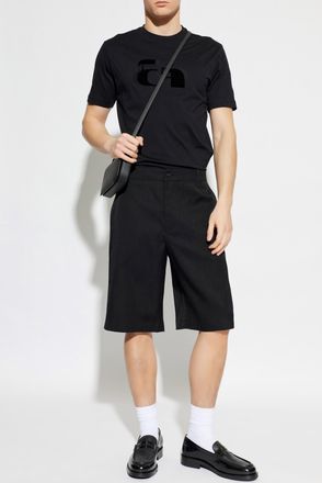 Emporio Armani T-shirt With A Logo And A Velvet Finish, Mens, Black