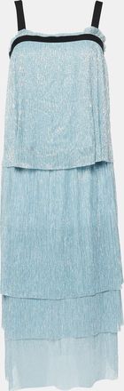 Maje Blue Lurex Knit Skirt Top Set