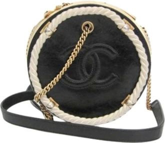 Chanel Pre-owned Cross Body Bags, female, Black, Size: ONE SIZE Pre-owned Coco Mark Round Chain Shoulder Bag