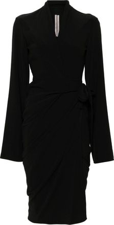 Rick Owens tie-fastening crepe wrap dress - women - Acetate/Viscose - 44 - Black