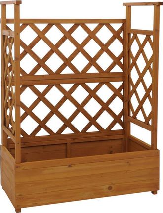 Hhg [nunca Usado] Maceta Elevada Hhg-655, Jardinera/maceta, Espaldera, Soporte Para Plantas Trepadoras, Enrejado, Madera, Mvg 114 X 85 X 44 Cm, Gris Antra