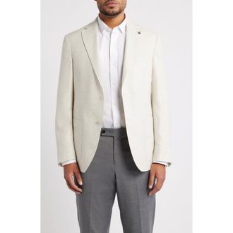 Jack Victor Madison Mini Check Wool, Silk & Linen Sport Coat in Off White at Nordstrom, Size 38Regular