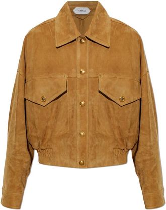 Versace Suede Blouson - Dames - Leren en Su&egrave;de Jassen - Bruin - L - Leer - Jassen